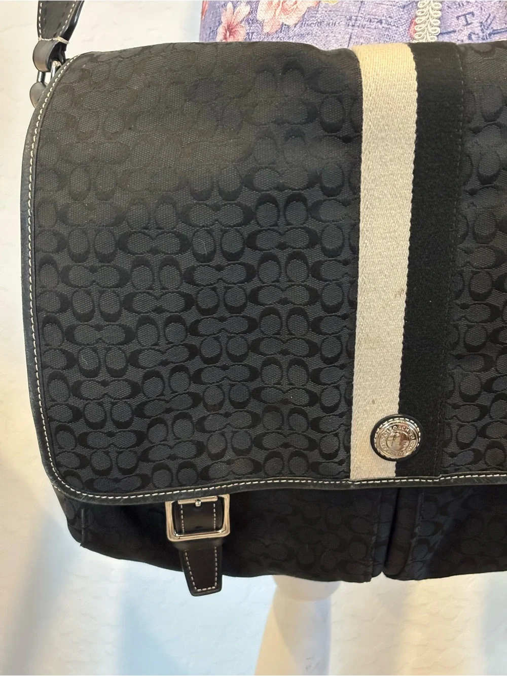 Coach Black Voyager Monogram Canvas Crossbody Messenger Bag